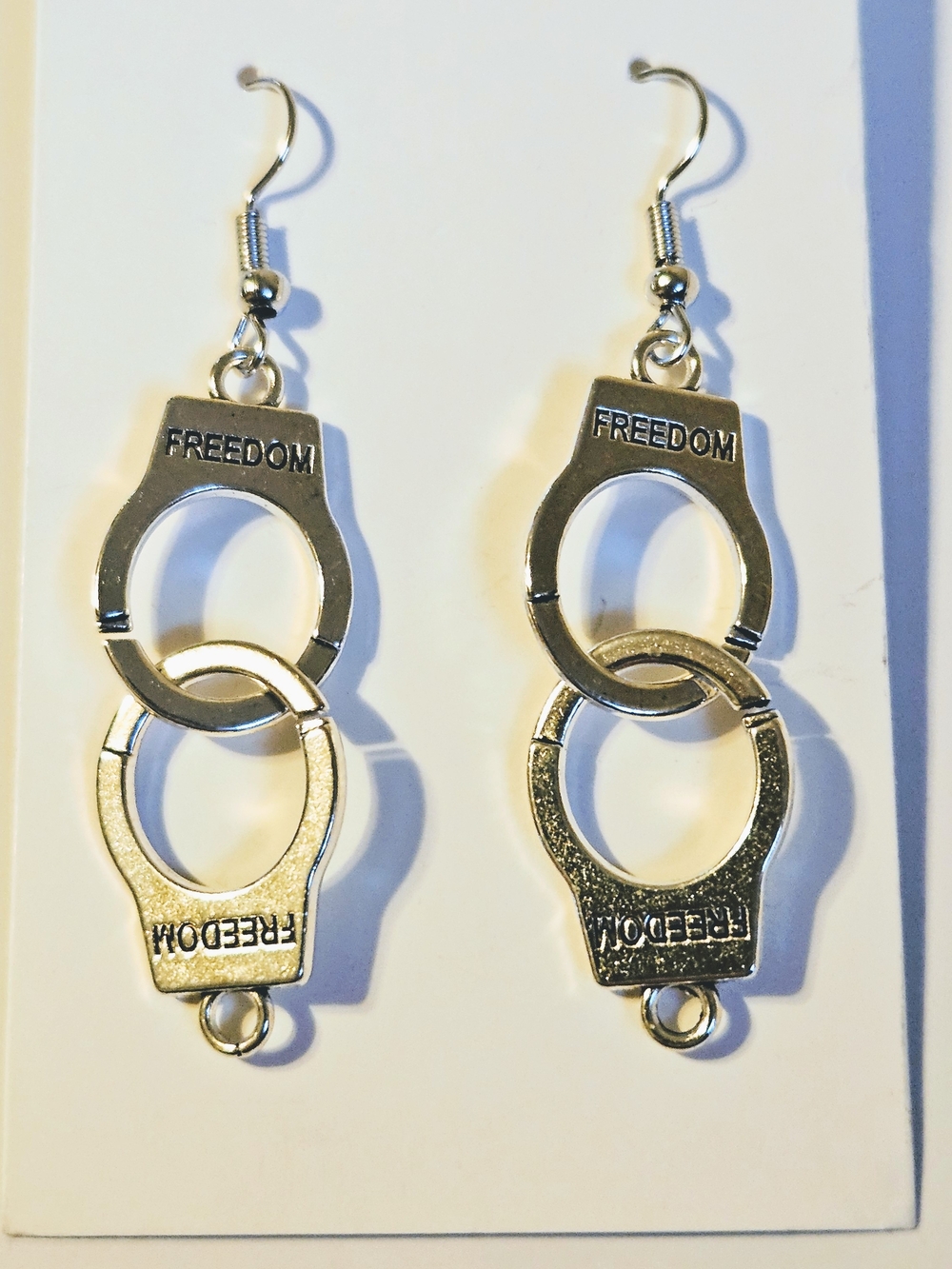 Freedom Silver Handcuff Dangle Earrings - Women's Jewelry